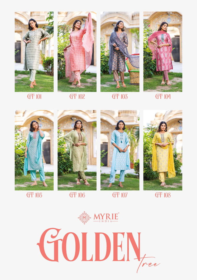 Myrie Golden Tree Stylish Printed Readymade Suits Catalog